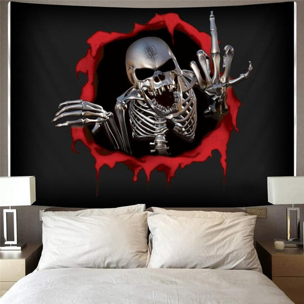 
Skull Tapiz Punk Tenture Mandala Blood Tapestries Gesture Home Tapestrys Metal Rug Wall
                