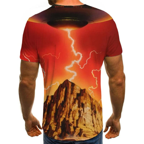 
Ufo T-shirt Men Lightning Anime Clothes Mountain Tshirt Printed Red Tshirts Casual
                