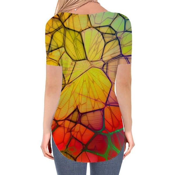 
Geometric T-shirt women Psychedelic Funny T shirts Vortex Shirt Print Network V-neck Tshirt
                