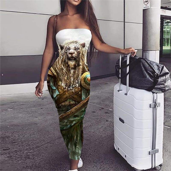 Lion Dress Women Animal 3d Print Anime Sundress Cartoon Boho Harajuku Bodycon Dress - KYKU