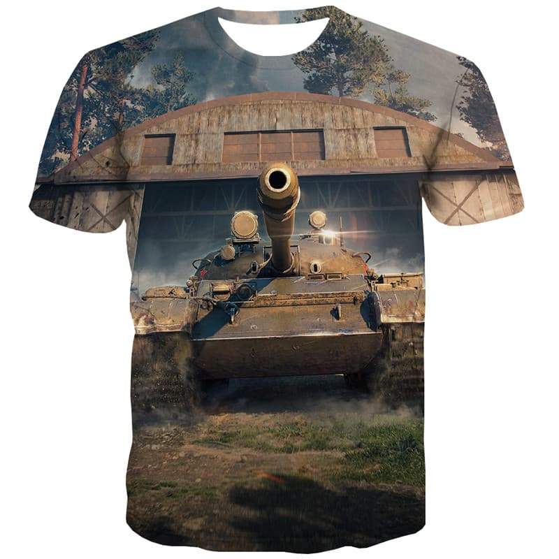 Tank T-shirt Men Military Tshirt Anime Forest T-shirts Graphic Flame Shirt Print War Tshirts Cool - KYKU