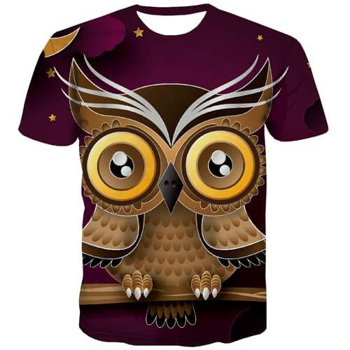Owl T shirts Men Animal T shirts Funny Graffiti Shirt Print Lovely Tshirts Cool - KYKU