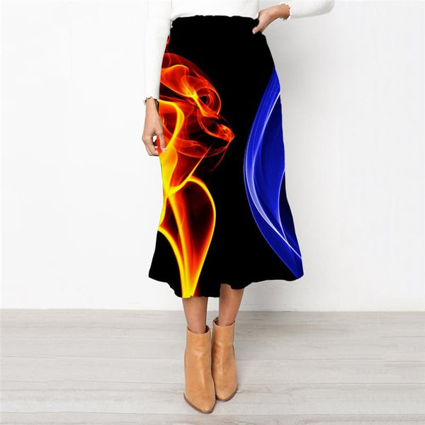 
Red Flame Skirts Women Blue Flame School skirt Party Skirt Ladies
                