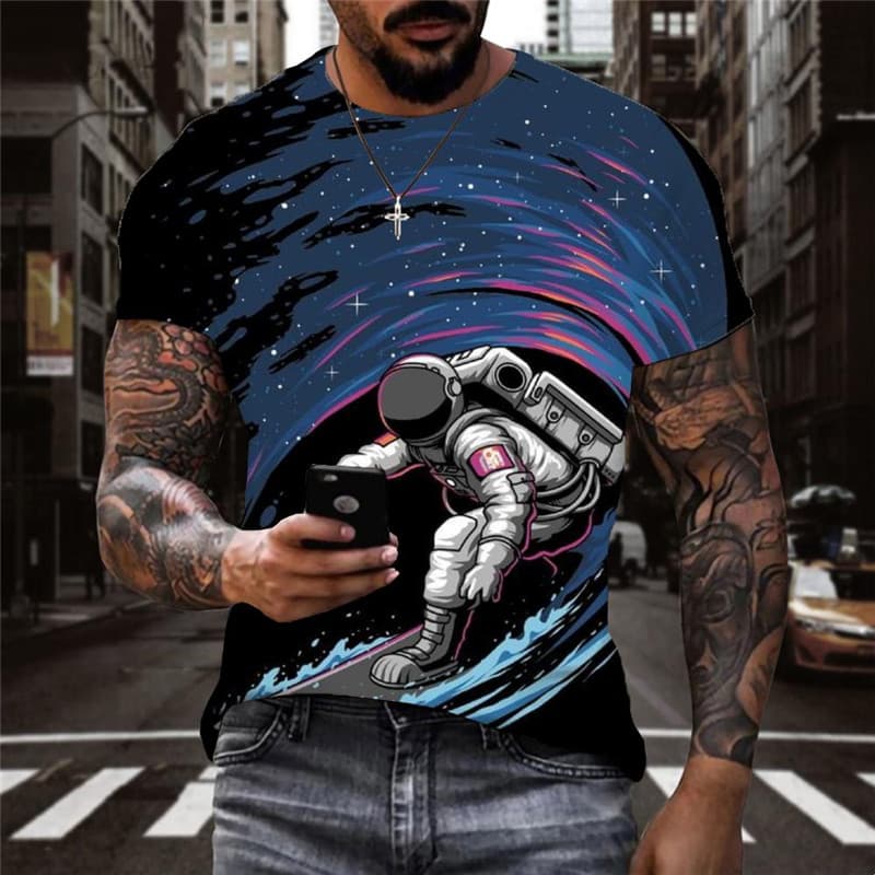 Astronaut T shirt Men Surf Anime Clothes Galaxy T-shirts 3d Universe Tshirts Casual