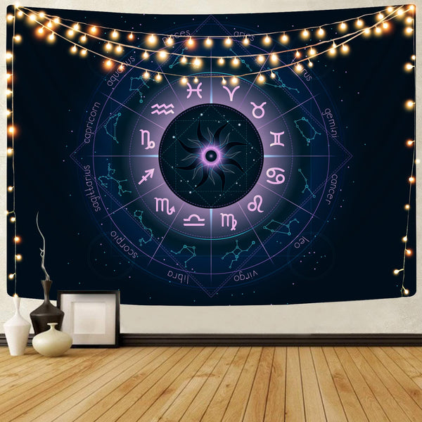 
Trippy Tapiz constellation Tapestries Zodiac Tenture Mandala galaxy Rug Wall 12 constellations Home Tapestrys moon Wall Tapestry
                