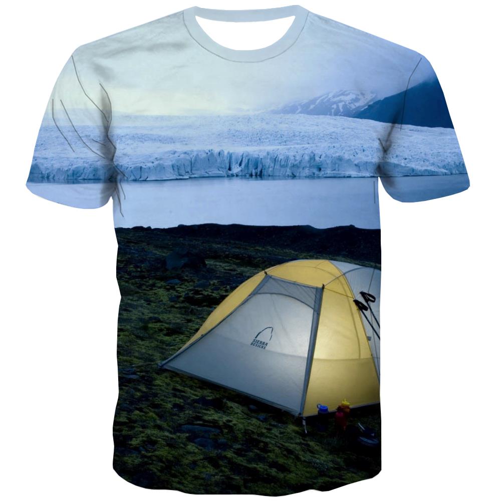 Camping T shirts Men Sunset Tshirt Anime Forest T-shirts Graphic Flame T-shirts 3d