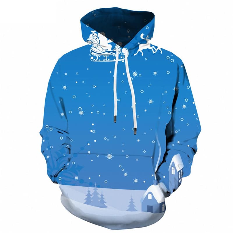 Christmas Sweatshirts men Deer Hoodie Print Santa Claus Sweatshirt Printed Snow 3d Printed