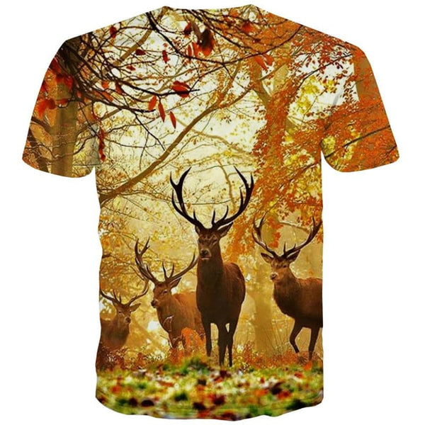
Animal T shirt Men Hunting Tshirts Casual Landscape Tshirt Printed Maple Leaf Funny T shirts
                