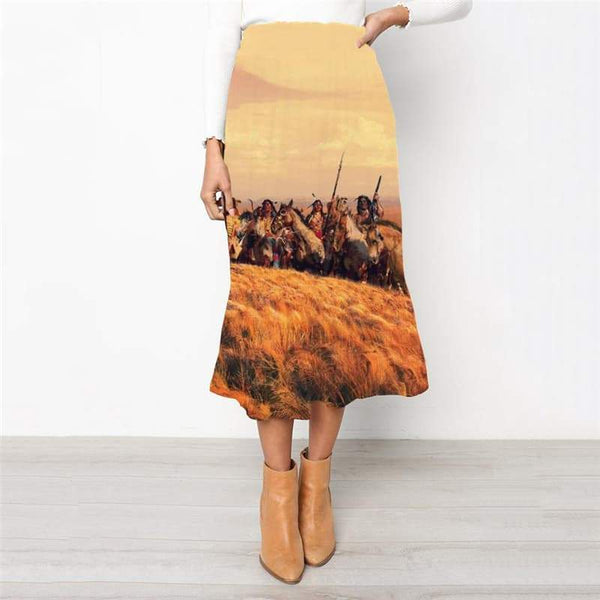 Indios Skirt Women Horse Skirt Ladies War Rock Frauen Womens Clothing Casual - KYKU