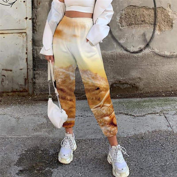 Indios Pants Women Forest Trouser Landscape High Waist Pants Mountain 3d Printed - KYKU