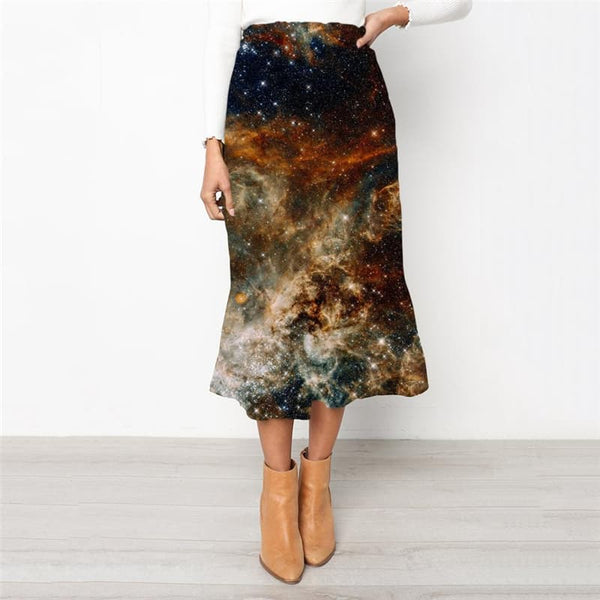 Galaxy Skirt Women Space Skirt Ladies Universe Rock Frauen Nebula High waist skirts