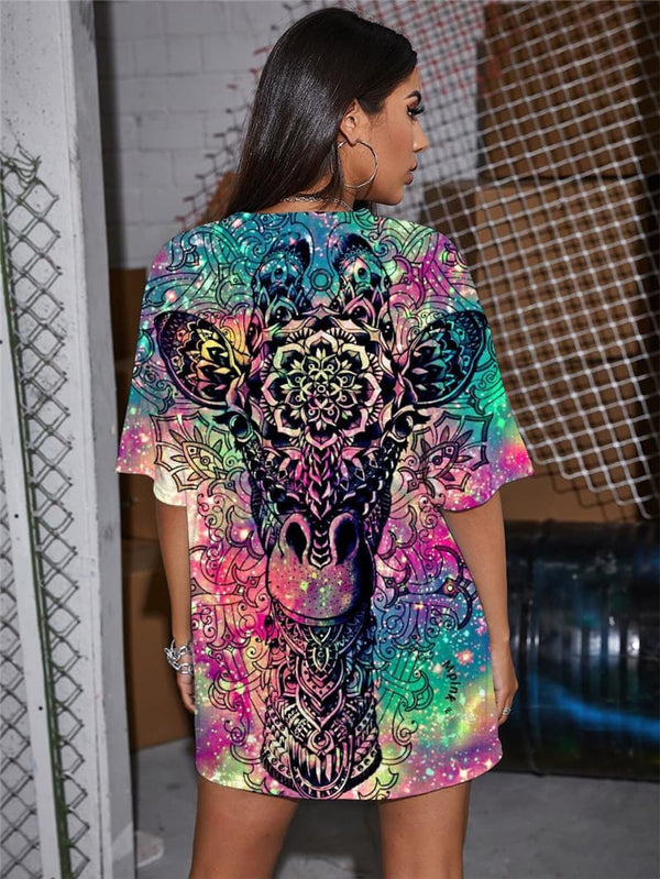 
Giraffe T-shirt Women Animal Gothic Flower Funny T shirts Colorful Tshirt Printed
                