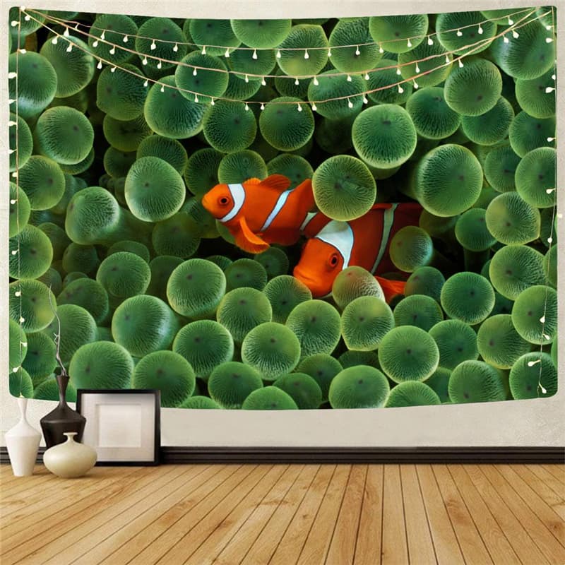Fish Tapiz Animal Tenture Mandala Harajuku Home Tapestrys Green Wall Tapestry