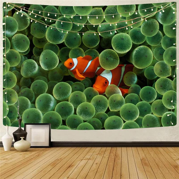 
Fish Tapiz Animal Tenture Mandala Harajuku Home Tapestrys Green Wall Tapestry
                
