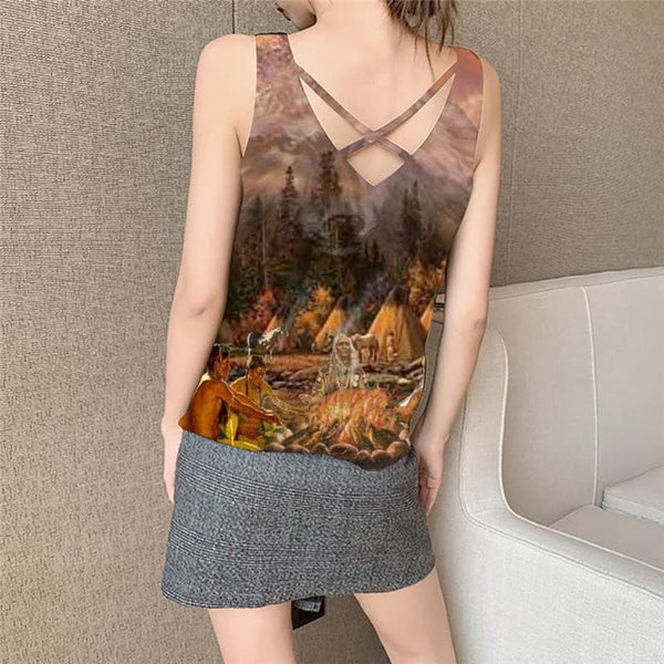 
Indios Tank-Top women Wolf Vest Print Flame Anime Clothes Forest Funny Top
                