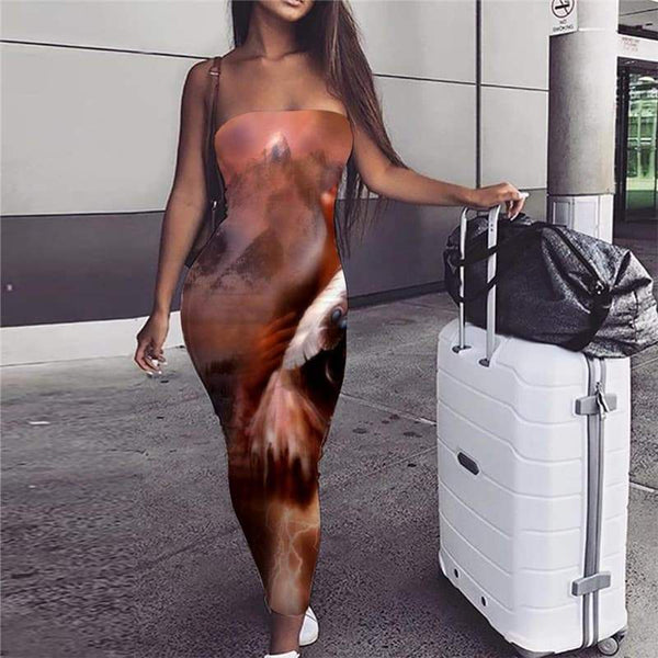 Indios Dress Women Wolf Sundress Lovely Boho Womens Clothing Tassel Ladies - KYKU