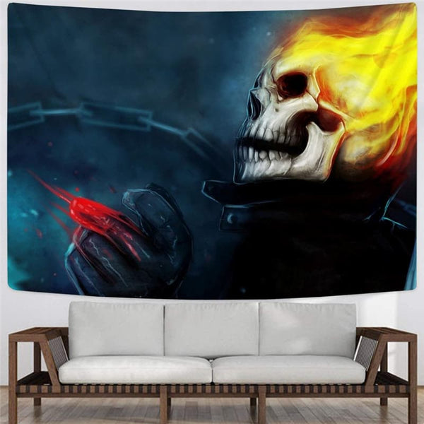 
Skull Tapiz Punk Tapestries Flame Rug Wall Iron Chain Wall Tapestry Wall Hanging
                