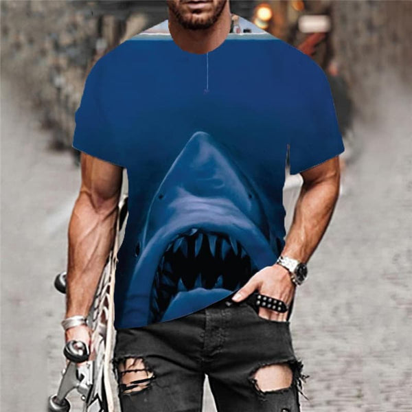 
Shark T-shirt Men Ocean Funny T shirts Animal Tshirt Printed Funny Shirt Print
                