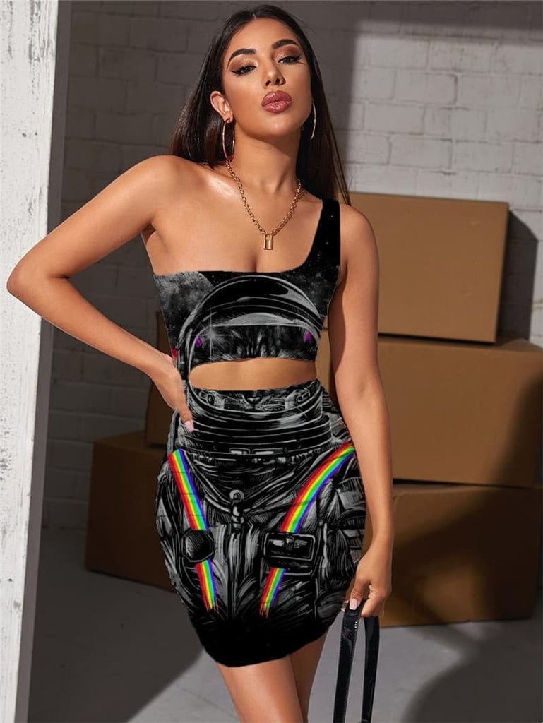 Cat Dresses Women Animal Vestido Sexy Rainbow Bodycon Dress Womens Clothing