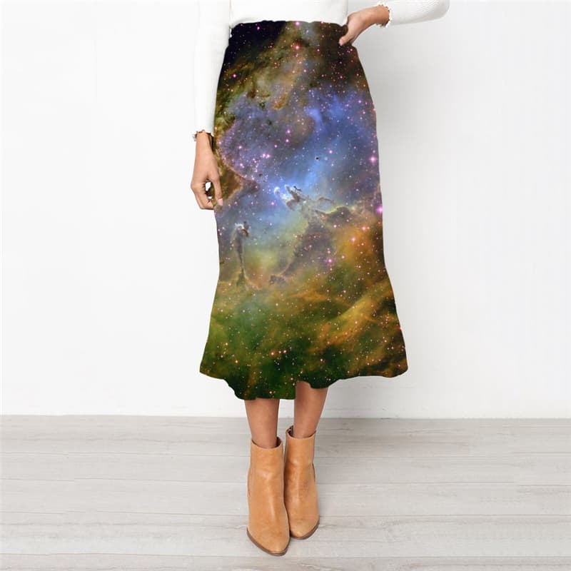 Galaxy Skirt Women Space High waist skirts Universe Skirt Ladies Hip Hop School skirt