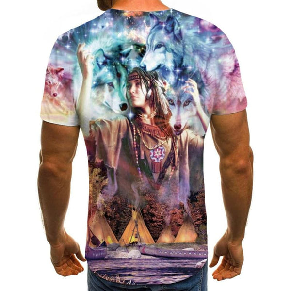 
Wolf T-shirt Men Animal T-shirts 3d Galaxy Tshirts Casual Home Anime Clothes
                