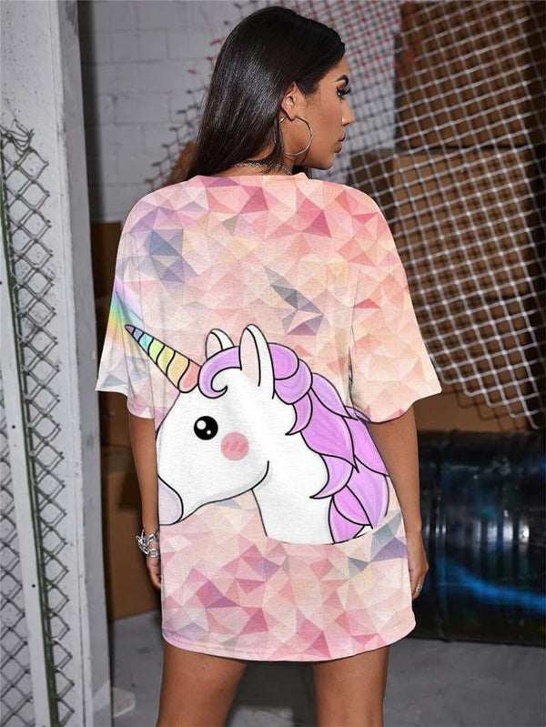 
Unicorn T Shirt Women Rainbow Shirt Print Animal Funny T shirts Colorful Summer
                