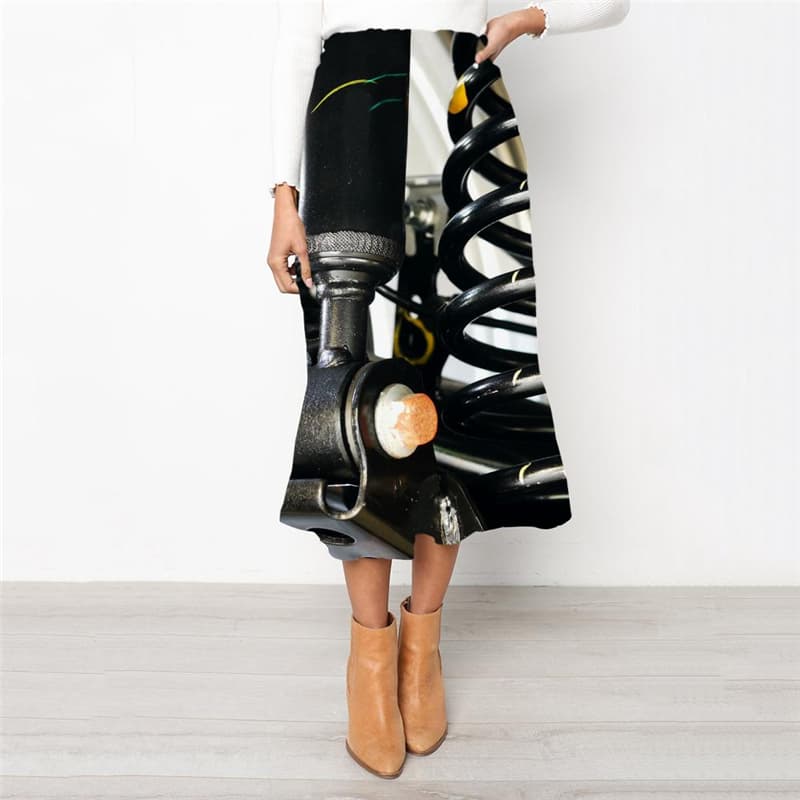 Metal Skirt Women Engine School skirt Gear High waist skirts Hip Hop Rock Frauen