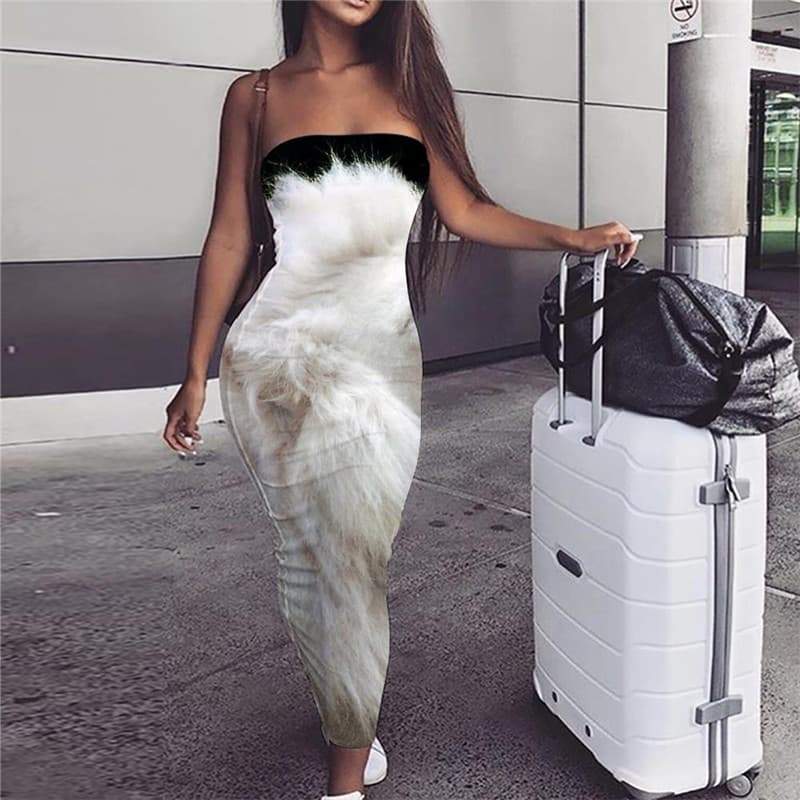 Lion Dress Women Animal Ladies Dresses Anime sleeveless Lovely Boho Leisure Party - KYKU