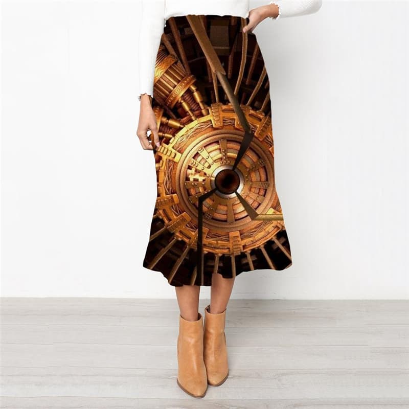 Metal Skirt Women Engine Rock Frauen Gear Skirt Ladies Punk Rock High waist skirts