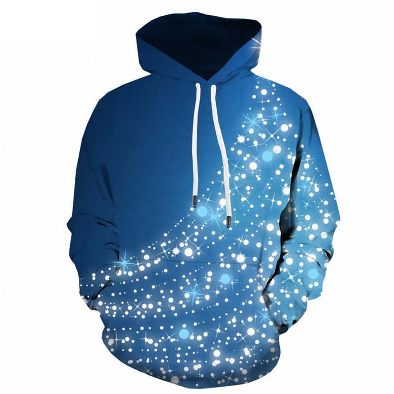Christmas Sweatshirts men Party Hoodie Print Blue Hooded Casual Harajuku Hoody Anime