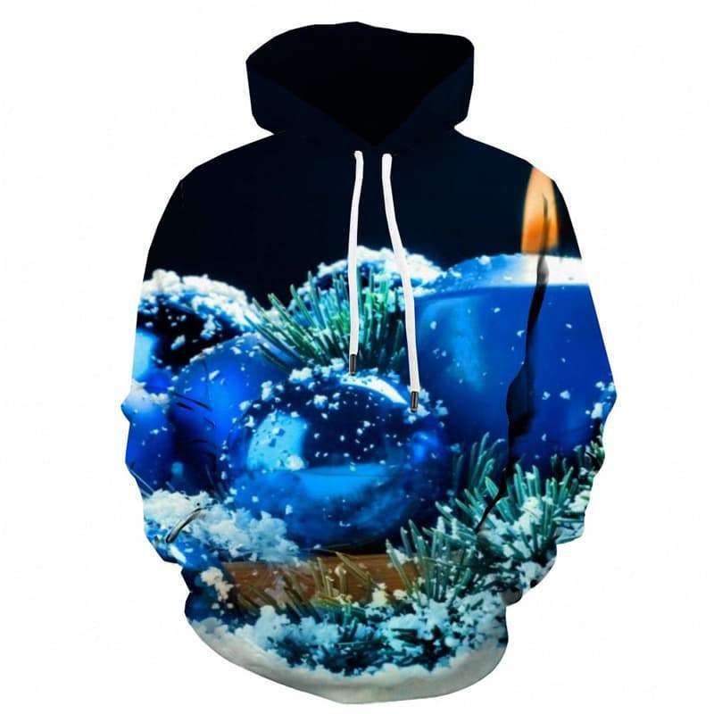Christmas Sweatshirts men Party Hooded Casual Snow Hoodie Print Flame Sweatshirt Printed - KYKU