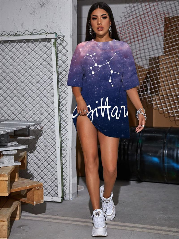 Sagittarius T-shirt Women Galaxy Gothic Nebula Shirt Print Novel Summer