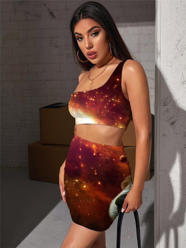 
Dog Dresses Women Galaxy Vestido Sexy Space 3d Print Universe Hollow out Dresses
                