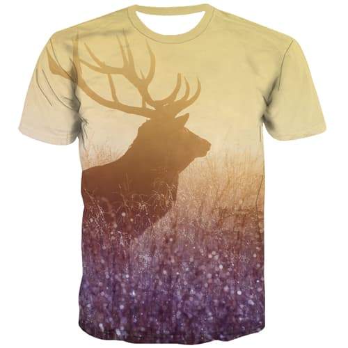 Deer T-shirt Men Animal Tshirt Anime Straw Tshirts Casual Harajuku T-shirts Graphic - KYKU