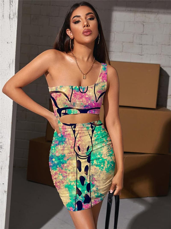Giraffe Dresses Women Lovely Bodycon Dress Animal 3d Print Colorful Vestido Sexy