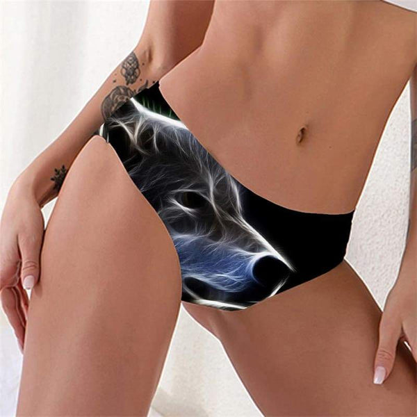 Wolf Briefs Women Animal Seamless Anime Pantys Psychedelic Tanga Black Sexy - KYKU