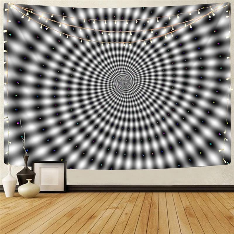 Geometric Tapestry Psychedelic Tapestries Vortex Tenture Mandala Black And White Rug Wall