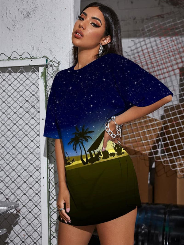 
Galaxy T Shirt Women Christian T-shirts 3d Animal Funny T shirts Coconut Tree Summer
                