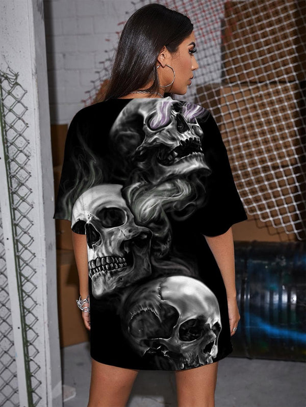 
Skull T-shirt Women Smoke Cloud Shirt Print Hip Hop Funny T shirts Rock Summer Punk Tshirt Printed
                