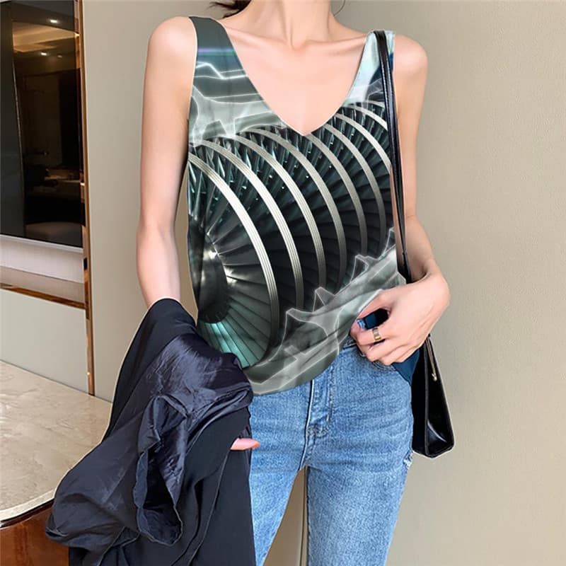 Metal Tank-Top women Engine Vest Print Gear Vest Printed Motorcycle Funny Top