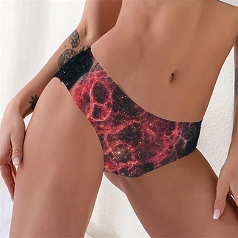 Galaxy Briefs Women Space Tanga Universe Lingerie Female Nebula Pantys Black Seamless