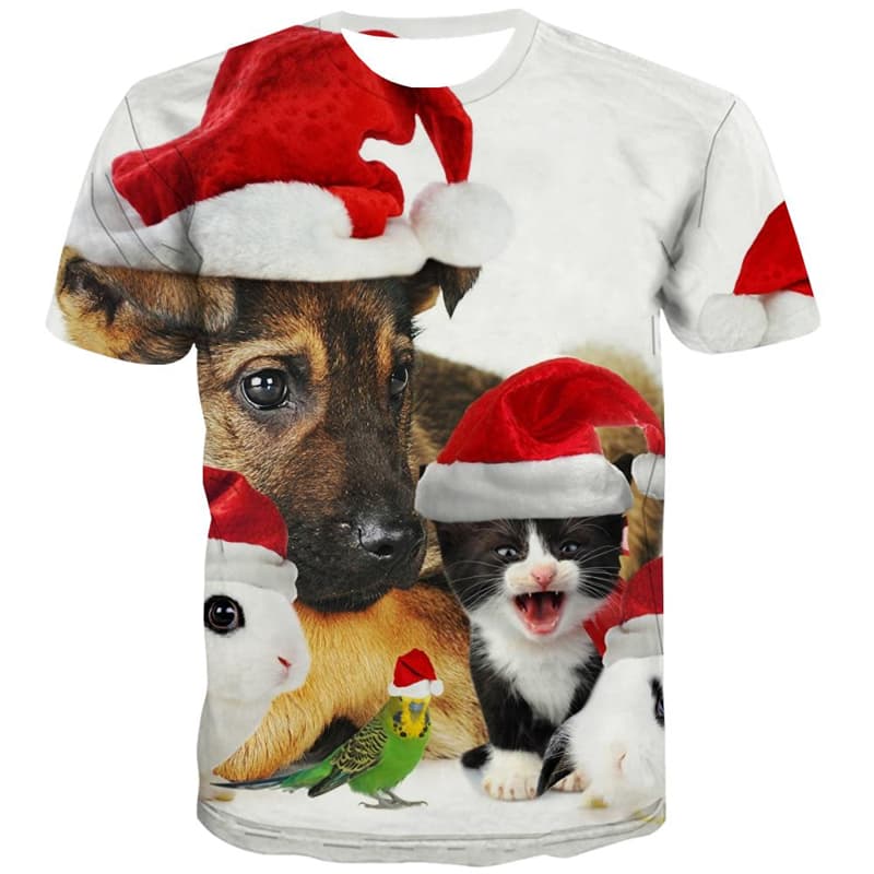 Animal T-shirt Men Christmas Tshirt Anime Party Tshirt Printed Love T shirts Funny