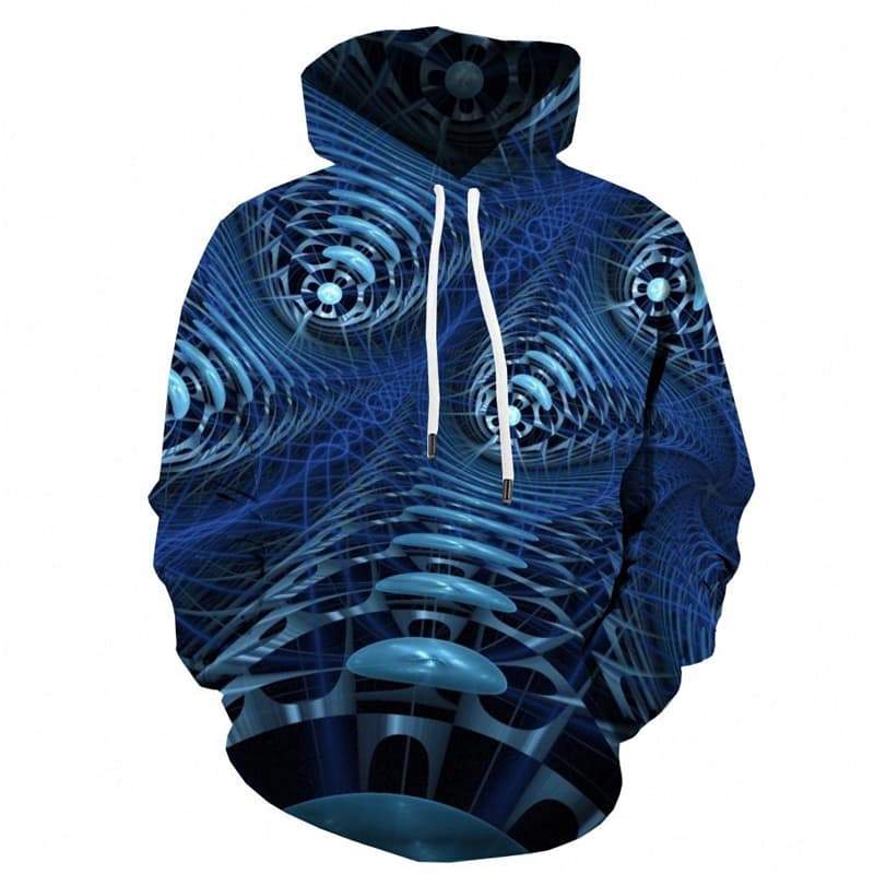 Abstract Sweatshirts men Psychedelic 3d Printed Dizziness Sweatshirt Printed Metal Hooded Casual - KYKU