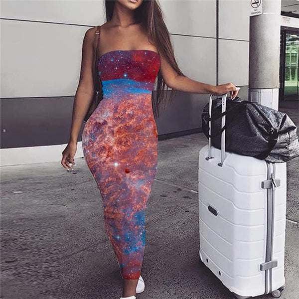 Galaxy Dress Women Space Ladies Dresses Universe Boho Womens Clothing Vintage