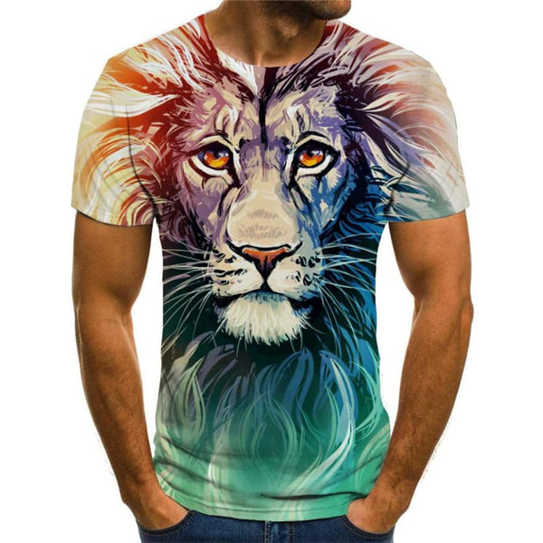 
Lion T shirt Men Animal Tshirts Casual Graffiti Anime Clothes Colorful Shirt Print
                