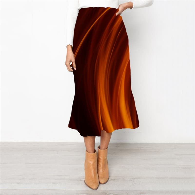 Flame Skirt Women Abstract Rock Frauen Psychedelic High waist skirts