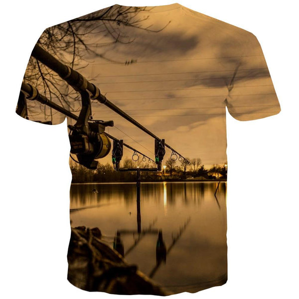 
fishing T shirts Men fish Tshirts Cool lake Shirt Print Short Sleeve Punk Rock - KYKU
                