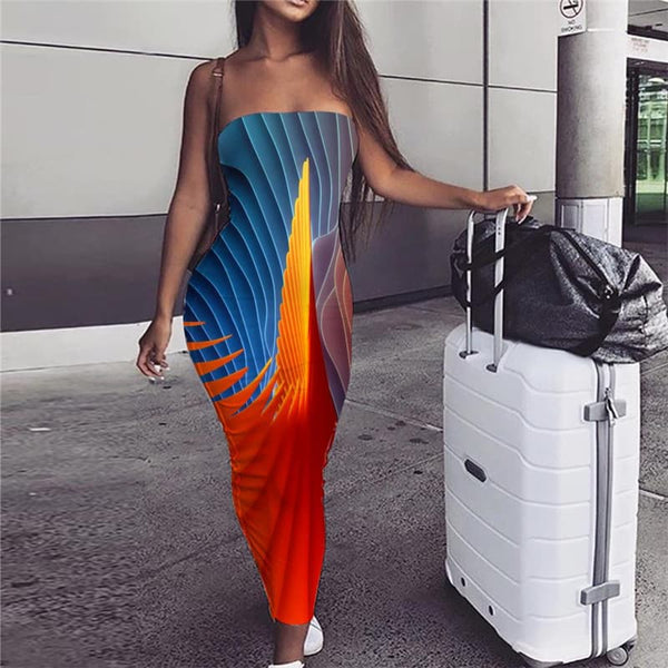 Colorful Dress Women Abstract Party Psychedelic sleeveless Hypnosis Vestido Sexy