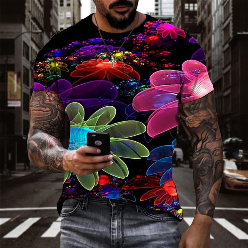 Leaves T shirt Men Colorful Tshirts Casual Dizziness T-shirts 3d Psychedelic Funny T shirts