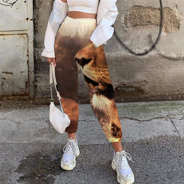 Lion Trousers Women Animal 3d Printed Anime Casual Pant Nebula Trouser Harajuku Jogger Pants - KYKU